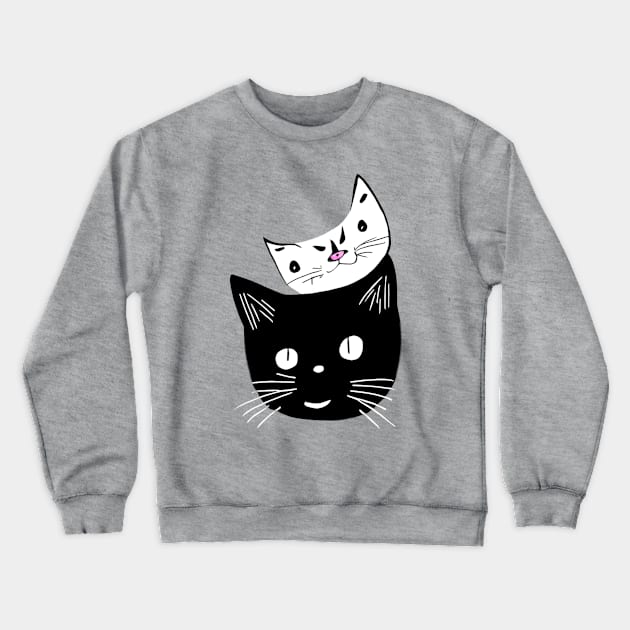 Back cat and white cat Crewneck Sweatshirt by ROVT ART 